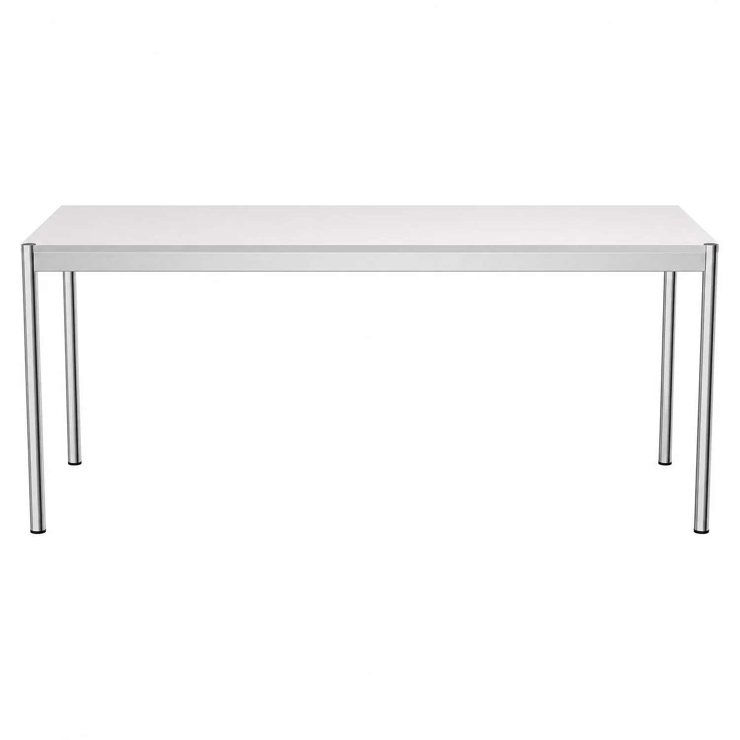 Arvhi Office Table in Pure White with a chrome steel frame